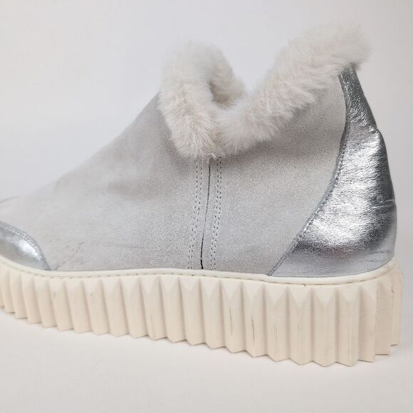 NEW Voile Blanche White Silver LUSH platform boot suede synthetic fur US 10.5/11 - Picture 8 of 15